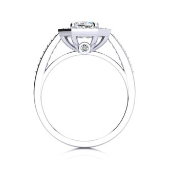 1 1/3 Carat Halo Lab Grown Diamond Engagement Ring In 14 Karat White Gold