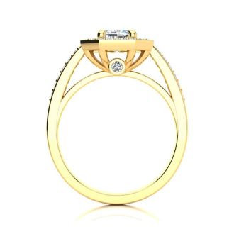 1 1/3 Carat Halo Lab Grown Diamond Engagement Ring In 14 Karat Yellow Gold