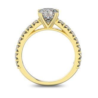 1 1/2 Carat Cushion Cut Double Prong Set Engagement Ring in 14 Karat Yellow Gold