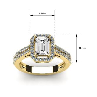 1 1/2 Carat Halo Lab Grown Diamond Ring In 14 Karat Yellow Gold
