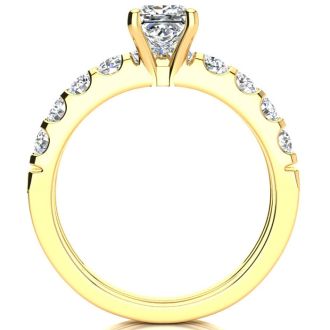 2 Carat Princess Center Engagement Ring and Wedding Band Set In 14K Yellow Gold
