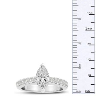 1 1/3 Carat Marquise Shape Lab Grown Diamond Engagement Ring In 14 Karat White Gold