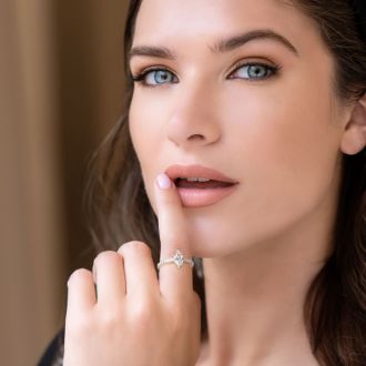 1 1/3 Carat Marquise Shape Lab Grown Diamond Engagement Ring In 14 Karat White Gold