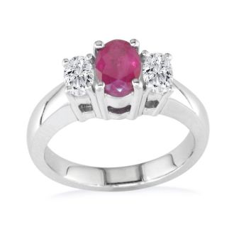 1.50ct Fine Ruby and Diamond Ring in 14k White Gold