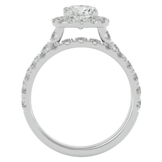 2 1/4 Carat Cushion Cut Halo Lab Grown Diamond Bridal Set In 14 Karat White Gold