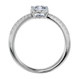 1 1/4 Carat Oval Shape Lab Grown Diamond Ring In 14 Karat White Gold