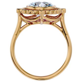 1 1/4 Carat Oval Shape Halo Lab Grown Diamond Ring In 14 Karat Yellow Gold
