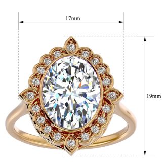 1 1/4 Carat Oval Shape Halo Lab Grown Diamond Ring In 14 Karat Yellow Gold