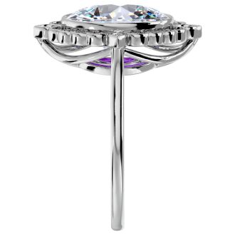 1 1/4 Carat Oval Shape Halo Lab Grown Diamond Ring In 14 Karat White Gold