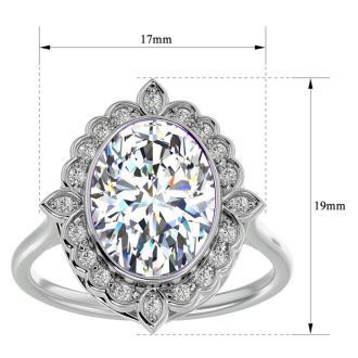 1 1/4 Carat Oval Shape Halo Lab Grown Diamond Ring In 14 Karat White Gold