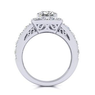 2 1/4 Carat Princess Halo Lab Grown Diamond Bridal Set in 14k White Gold