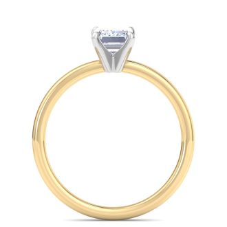 1 Carat Emerald Cut Lab Grown Diamond Ring In 14K Yellow Gold, Solitaire