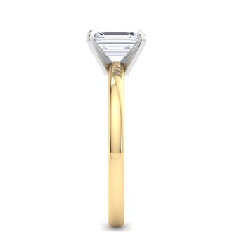 1 Carat Emerald Cut Lab Grown Diamond Ring In 14K Yellow Gold, Solitaire