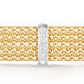 14K Gold Large Five Row Popcorn Diamond Bracelet