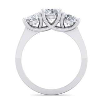 Incredible 2.15 Carat Three Lab Grown Diamond Ring in 14K White Gold.  Spectacular Deal!