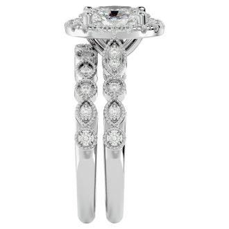 2 Carat Oval Shape Lab Grown Diamond Bridal Set In 14 Karat White Gold