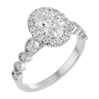 1 3/4 Carat Oval Shape Lab Grown Diamond Engagement Ring In 14 Karat White Gold