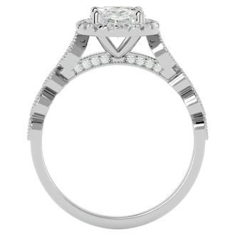 1 3/4 Carat Oval Shape Lab Grown Diamond Engagement Ring In 14 Karat White Gold
