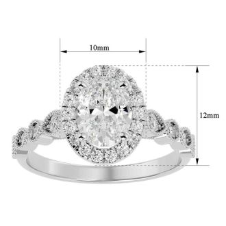 1 3/4 Carat Oval Shape Lab Grown Diamond Engagement Ring In 14 Karat White Gold