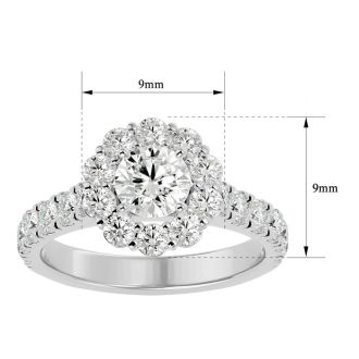 2 Carat Halo Lab Grown Diamond Engagement Ring In 14 Karat White Gold