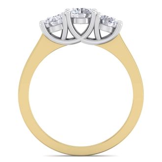 1 Carat Three Lab Grown Diamond Ring In 14 Karat Yellow Gold