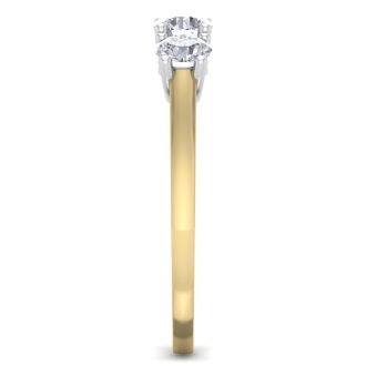 1 Carat Three Lab Grown Diamond Ring In 14 Karat Yellow Gold