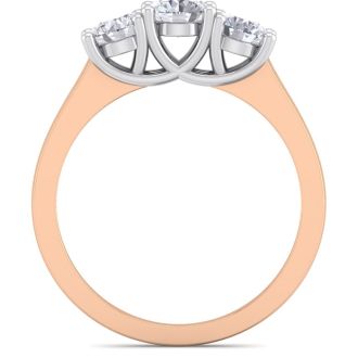 1 Carat Three Lab Grown Diamond Ring In 14 Karat Rose Gold