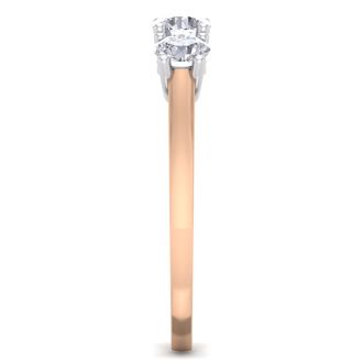 1 Carat Three Lab Grown Diamond Ring In 14 Karat Rose Gold