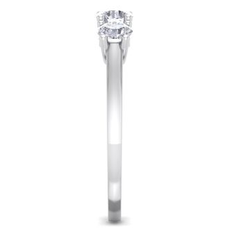 1 Carat Three Lab Grown Diamond Ring In 14 Karat White Gold.  Super Amazing Value!!!