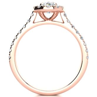 1 1/2 Carat Oval Shape Halo Lab Grown Diamond Engagement Ring in 14k Rose Gold