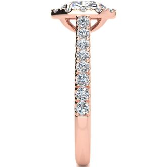 1 1/2 Carat Oval Shape Halo Lab Grown Diamond Engagement Ring in 14k Rose Gold