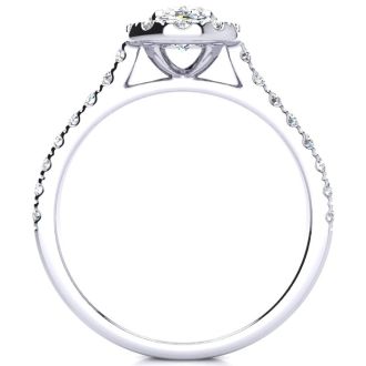 1 1/2 Carat Oval Shape Halo Lab Grown Diamond Engagement Ring in 14k White Gold