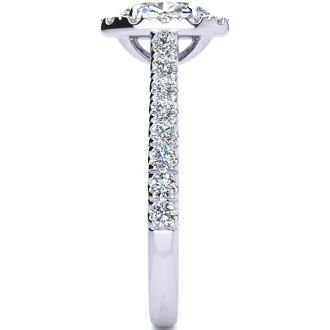 1 1/2 Carat Oval Shape Halo Lab Grown Diamond Engagement Ring in 14k White Gold