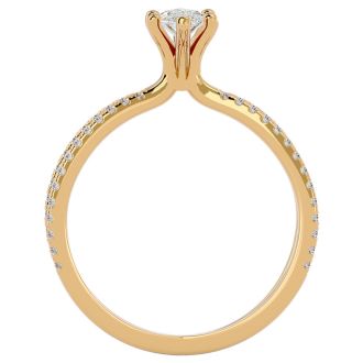 3/4 Carat Marquise Shape Lab Grown Diamond Engagement Ring In 14 Karat Yellow Gold