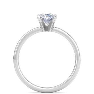 1 Carat Oval Shape Lab Grown Diamond Ring In 14K White Gold, Solitaire