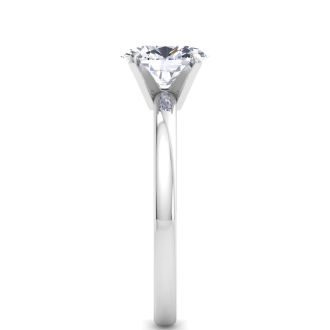 1 Carat Oval Shape Lab Grown Diamond Ring In 14K White Gold, Solitaire