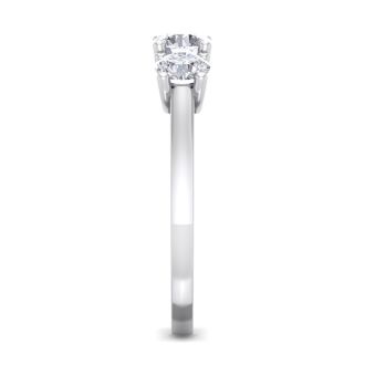 1 1/2 Carat Three Lab Grown Diamond Ring In 14 Karat White Gold