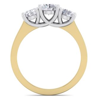 1 1/2 Carat Three Lab Grown Diamond Ring In 14 Karat Yellow Gold