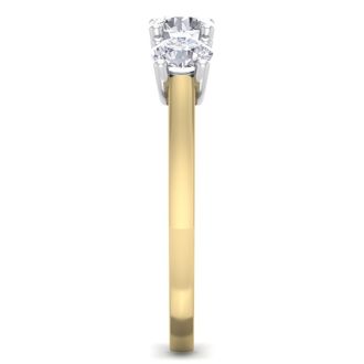 1 1/2 Carat Three Lab Grown Diamond Ring In 14 Karat Yellow Gold