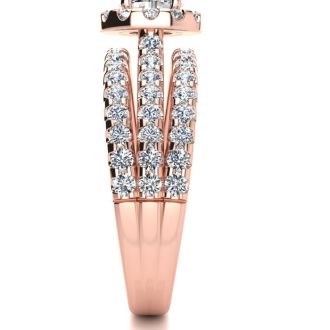 1 1/2 Carat Round Halo Lab Grown Diamond Engagement Ring in 14 Karat Rose Gold
