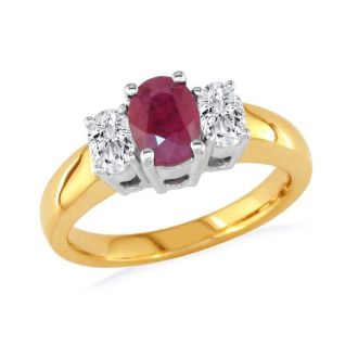 1 1/2ct Oval Fine Quality Ruby and Diamond Ring in 14k Yellow Gold