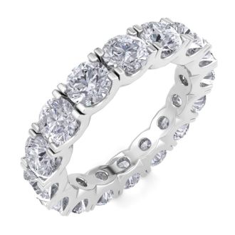 4 1/4 Carat Lab Grown Diamond Eternity Ring In 14 Karat White Gold, Ring Size 7.5
