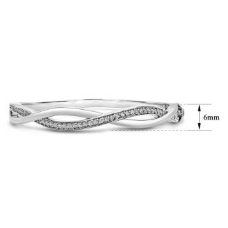 3/4 Carat Natural Raw Rose Cut Diamond Infinity Bangle Bracelet, 7 Inches