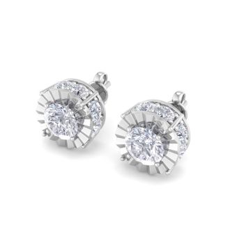 2 Carat Diamond Miracle Stud Earrings In 14 Karat White Gold. Brand New And Super-Hot!