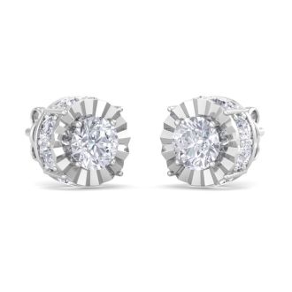 2 Carat Diamond Miracle Stud Earrings In 14 Karat White Gold. Brand New And Super-Hot!