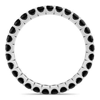 1 Carat Round Black Diamond Eternity Ring In Platinum, Ring Size 6.5