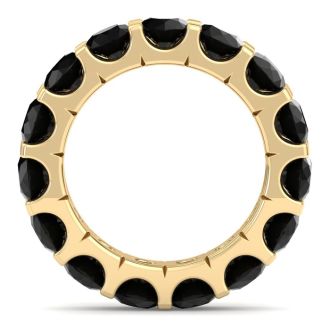 5 Carat Round Black Diamond Eternity Ring In 14 Karat Yellow Gold, Ring Size 4