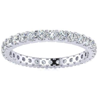 1 Carat Round Lab Grown Diamond Eternity Ring In Platinum, Ring Size 8