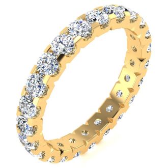 2 Carat Round Lab Grown Diamond Eternity Ring In 14 Karat Yellow Gold, Ring Size 5.5