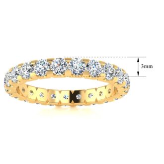 2 Carat Round Lab Grown Diamond Eternity Ring In 14 Karat Yellow Gold, Ring Size 6